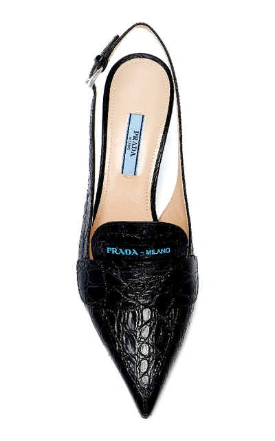 Shop Prada M'o Exclusive: Moccasin Slingbacks In Black