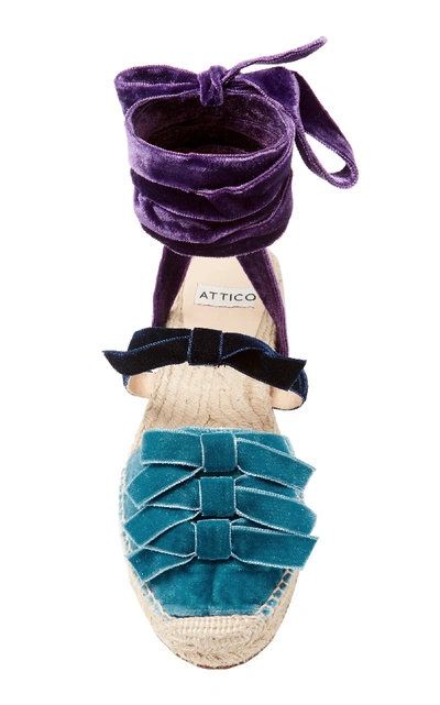 Shop Attico Alma Velvet Espadrille Sandals In Blue