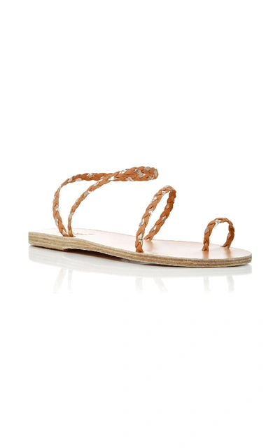 Shop Ancient Greek Sandals Elefetheria Braided Leather Sandals In Brown