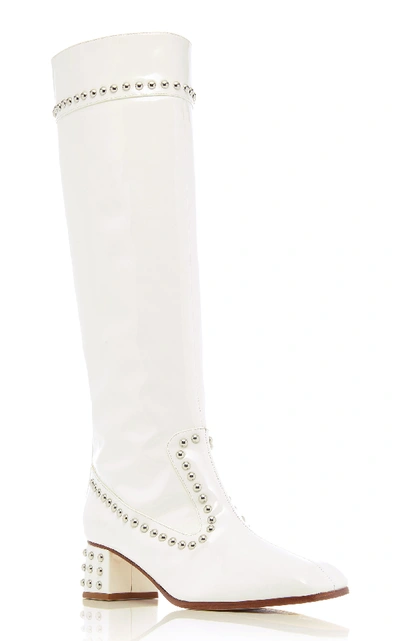 Shop Maryam Nassir Zadeh Kiki Patent Leather Tall Boot In White