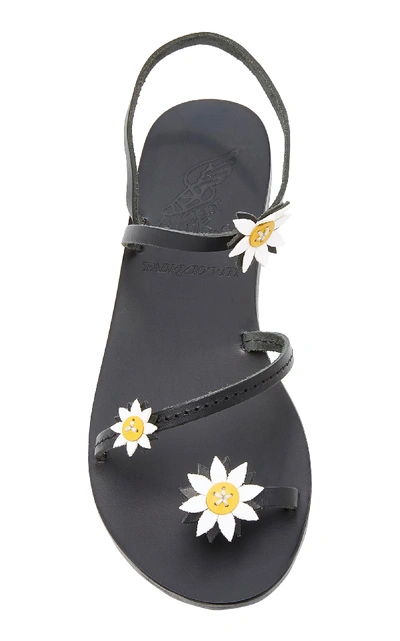 Shop Ancient Greek Sandals Sheila Floral-embellished Leather Sandals In Black