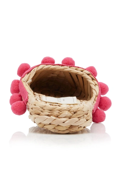 Shop Rae Feather M'o Exclusive: Monogram Pom Pom Straw Slippers In Pink