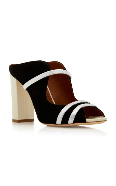 Shop Malone Souliers Maureen Leather-trimmed Suede Sandals In Black