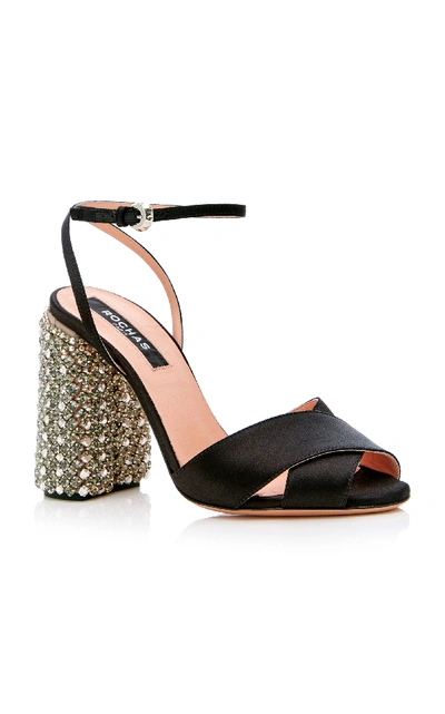 Shop Rochas Crystal Heel Sandal In Black