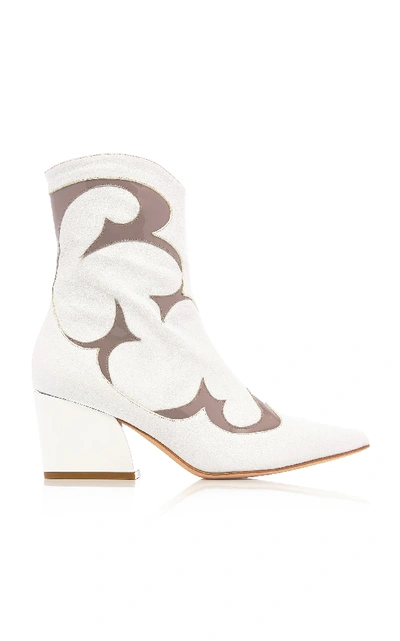 Shop Tibi Felix Two-tone Patent And Textured-leather Ankle Boots In White