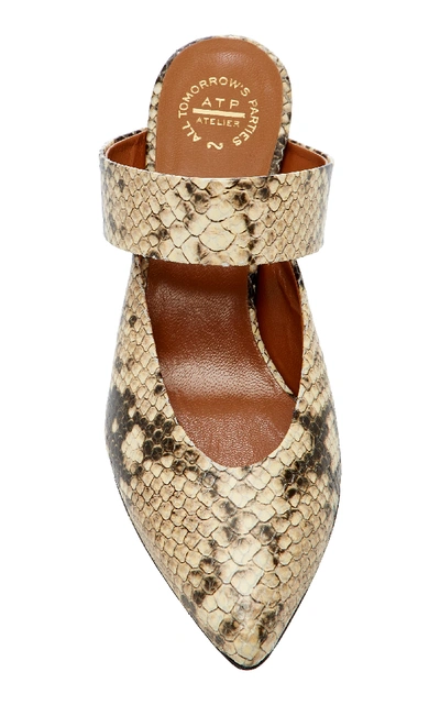 Shop Atp Atelier Vaie Snake Effect-leather Mules In Brown