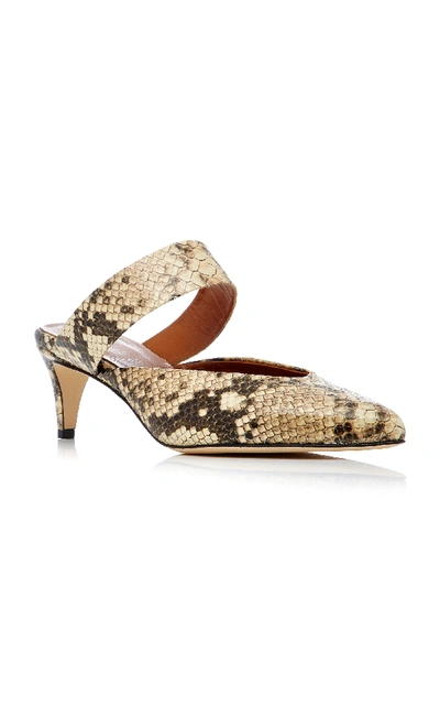 Shop Atp Atelier Vaie Snake Effect-leather Mules In Brown