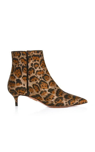 Shop Aquazzura Quant Leopard Jacquard Ankle Boots In Animal