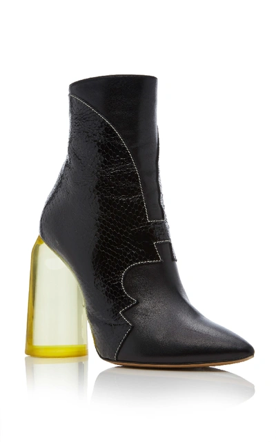 Shop Ellery Tempo Patent Leather Snake Ankle Boots In Black