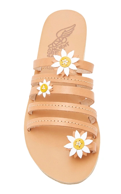 Shop Ancient Greek Sandals Victoria Floral-embellished Leat In Neutral