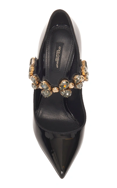 Shop Dolce & Gabbana Crystal-embellished Patent-leather Pumps In Black