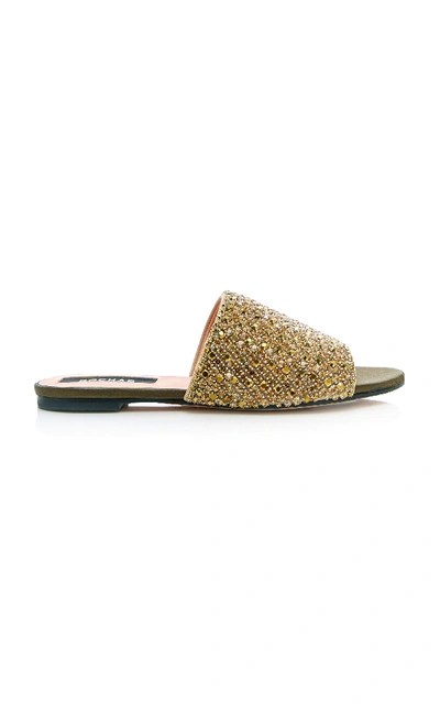 Shop Rochas Embroidered Slide In Gold