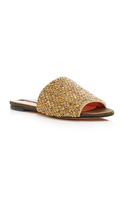 Shop Rochas Embroidered Slide In Gold