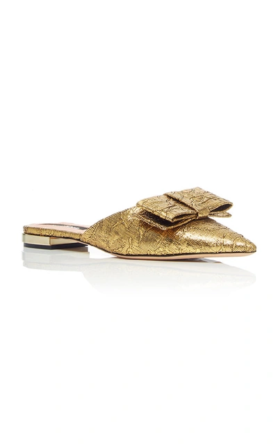 Shop Rochas Brocade Bow Slide In Gold