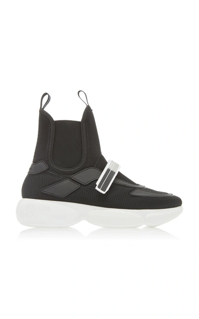 Shop Prada Tronchetti Sneakers In Black/white
