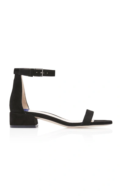 Shop Stuart Weitzman Less Nudist Suede Sandals In Black