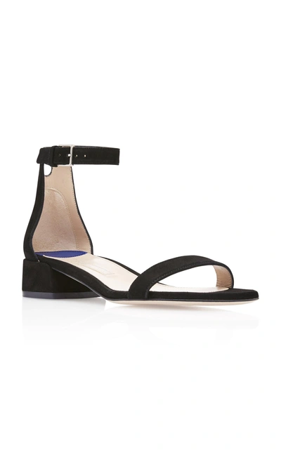 Shop Stuart Weitzman Less Nudist Suede Sandals In Black