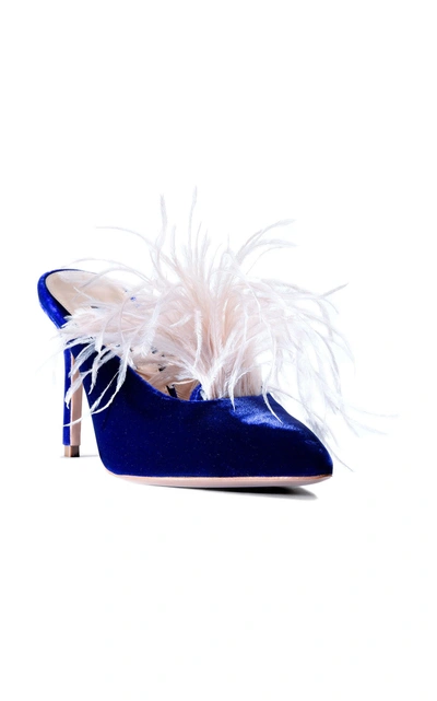 Shop A By Anabelle Elle Feather Mule In Blue