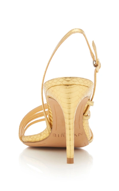 Shop Alexandre Birman Shanty Exotic Watersnake Sandals In Gold