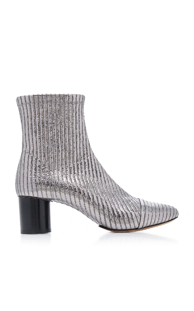 Shop Isabel Marant Datsy Metallic Leather Ankle Boots In Silver