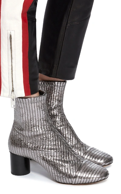 Shop Isabel Marant Datsy Metallic Leather Ankle Boots In Silver