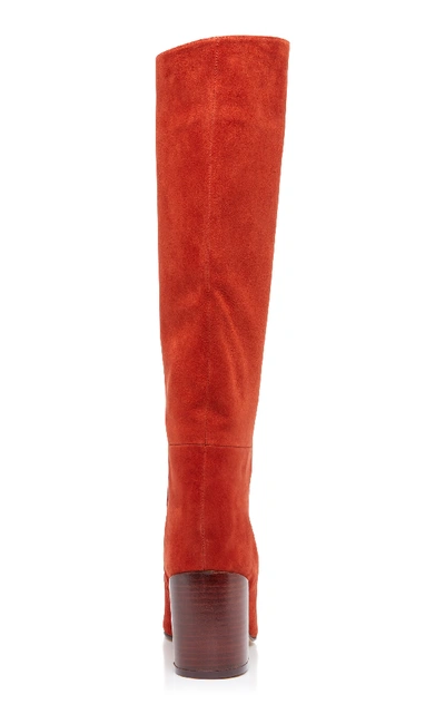 Shop Stuart Weitzman Tubo Shaft Suede Knee Boots In Red