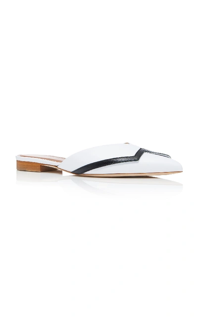 Shop Malone Souliers X Emanuel Ungaro Amelie Leather Point-toe Flats In White