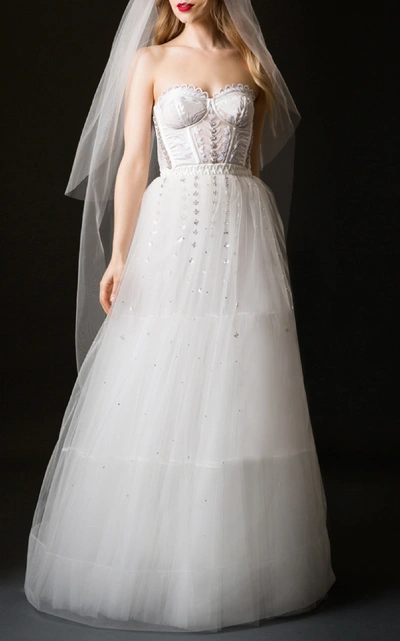 Shop Temperley London Bridal Lola Embellished Corset Dress In White