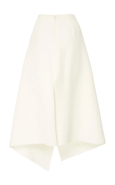 Shop Yeon M'o Exclusive Phoebe Pleated Wool And Silk-blend Midi Skirt In White