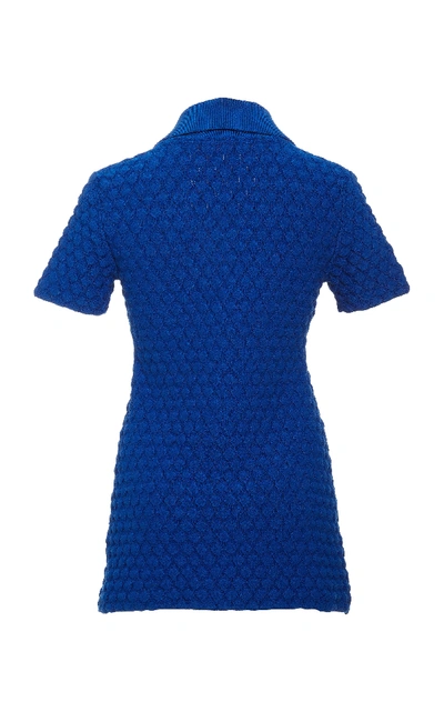 Shop Marni Graphic Tuck Knit Tunic In Blue