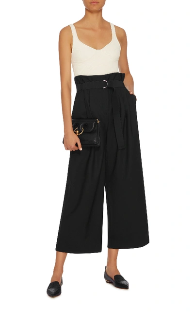 Shop Tibi Cropped Pleated Paperbag Pant In Black