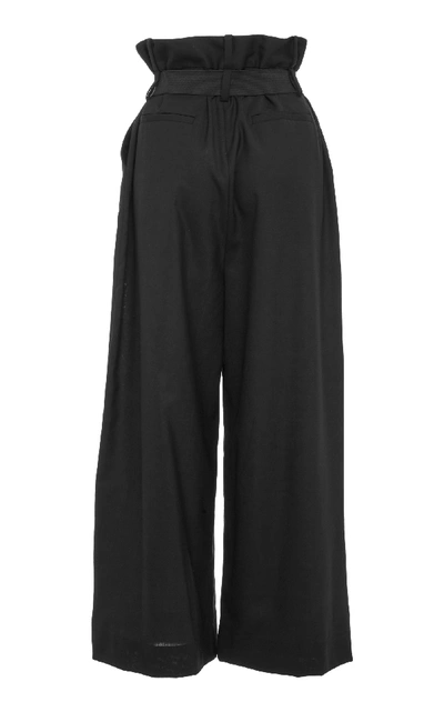 Shop Tibi Cropped Pleated Paperbag Pant In Black