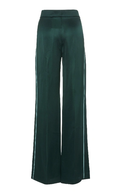 Shop Peter Pilotto Satin-twill Wide-leg Pants In Green