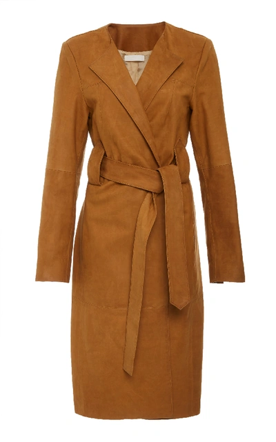 Shop Partow Boston Brushed Calfskin Coat In Brown
