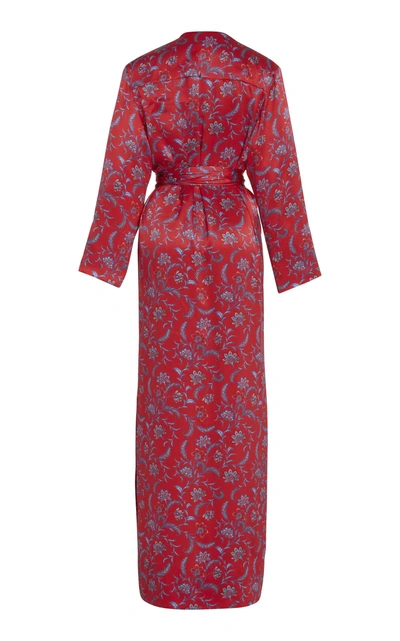 Shop Seren London Mo Mo Printed Silk Wrap Dress In Red