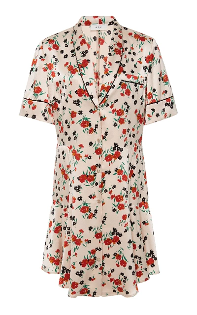 Shop A.l.c Ruthie Button Up Stretch Silk Mini Dress In Floral