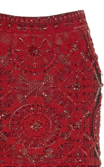 Shop Cucculelli Shaheen Point Noué Skirt In Red