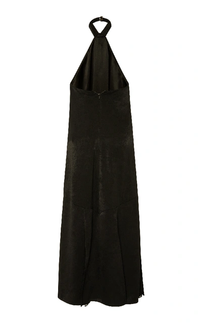 Shop Hensely Halterneck Cotton And Tencel-blend Dress In Black