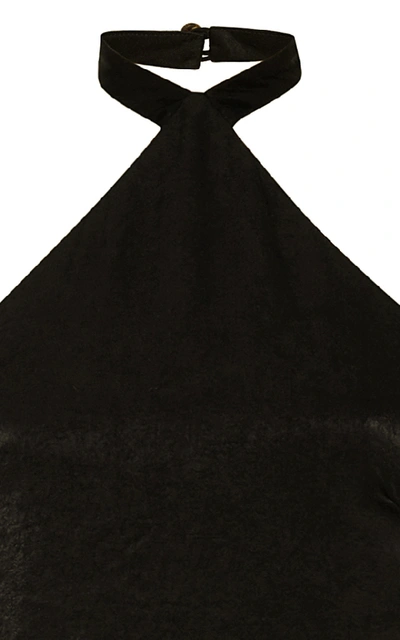 Shop Hensely Halterneck Cotton And Tencel-blend Dress In Black