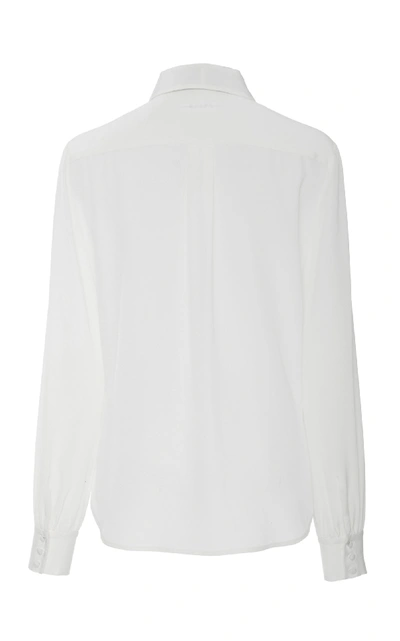 Shop Frame Pussy-bow Silk Crepe De Chine Blouse In White