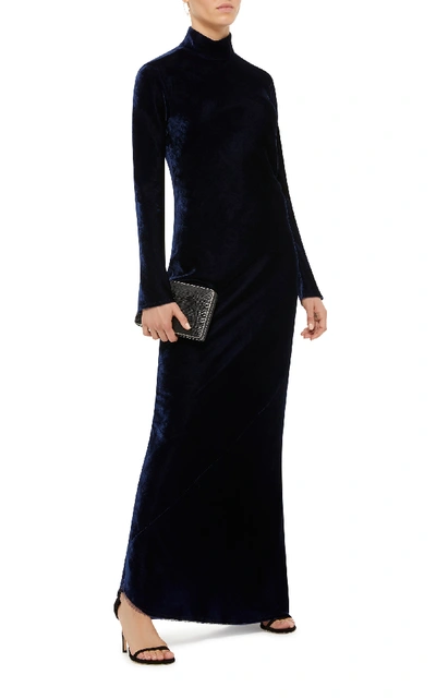 Shop Nili Lotan Genevieve Velvet Dress In Navy