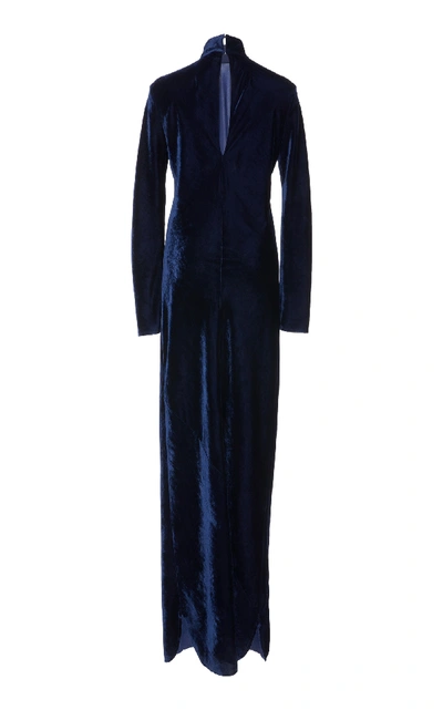 Shop Nili Lotan Genevieve Velvet Dress In Navy