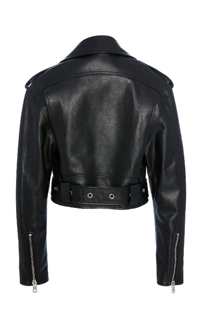 Shop Proenza Schouler Waxy Leather Biker Jacket In Black
