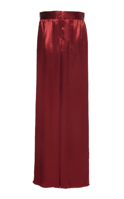 Shop Bottega Veneta Satin Wide-leg Pajama Pant In Red