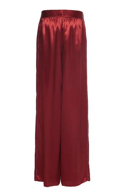 Shop Bottega Veneta Satin Wide-leg Pajama Pant In Red