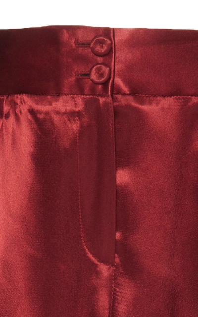 Shop Bottega Veneta Satin Wide-leg Pajama Pant In Red