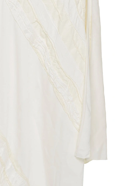 Shop Yeon M'o Exclusive Daphne Asymmetric Appliquéd Crepe Midi Dress In White