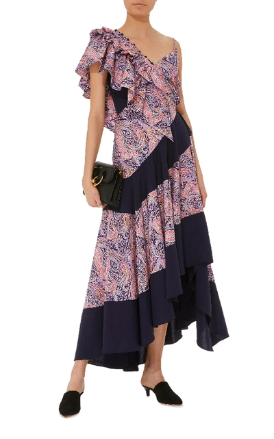 Shop Loewe Paisley Printed Ruffle Dress In Pink