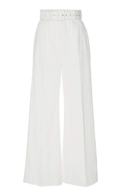 Shop Emilia Wickstead M'o Exclusive Jana Corduroy Wide-leg Trousers In White