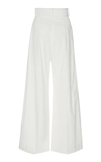 Shop Emilia Wickstead M'o Exclusive Jana Corduroy Wide-leg Trousers In White